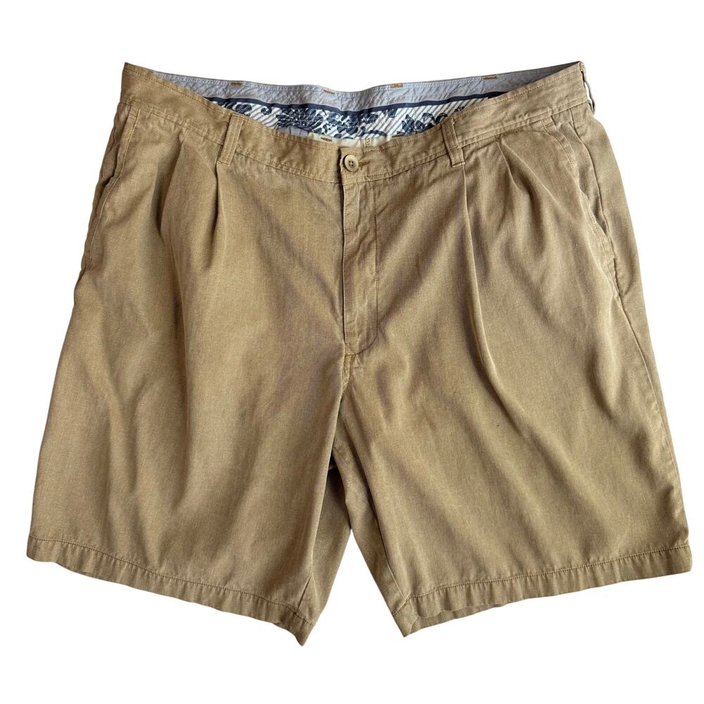 Tommy Bahama Men’s 42 Shorts Silk Pleated Tan Classic Fit 10” Inseam